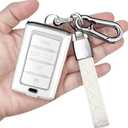 Sindeda for Jeep Key Fob Cover with Keychain Soft Full Protection Key Shell Compatible with Grand Cherokee L Grand Wagoneer 2021-2025 Smart Key (White, 5 Buttons)