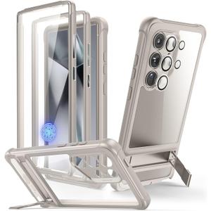 ESR for Samsung Galaxy S24 Ultra Armor Series Case, Full Body Protection Front Cover with Screen Protector and Extra Protective Front Frame, 3 Kickstand Modes, Military-Grade Protection, Clear Grey