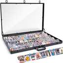 Trade Show Display Case 34"x22" Large Aluminum Locking Tabletop Showcase for Trading Cards, Sports Cards, TCG, Jewelry Lightweight & Portable for Exhibitions, Conventions, and Collectibles, Black