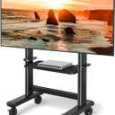 Mobile TV Cart Rolling TV Stand with Wheels for 55-100 Inch LCD LED Flat Curved Screens up to 250 lbs, Max VESA800x600 mm Heavy Duty Portable Floor TV Stand Large Base Trolley Height Adjustable (TV Stand + 1 shelf)