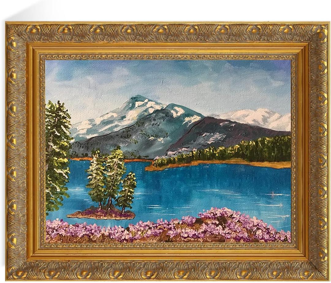 Vintage Gold Frame for 16x20 Canvas Paintings, 2.4 Wide DIY Wood Ornate Frame for Art Prints Landscape Family Portrait, Victorian Antique Gallery Wall Decor for Home Office (No Glass & Back)
