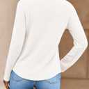 Dokotoo Spring Tops for Women 2026 Long Sleeve Ribbed Knit Teacher Shirts Fashion Clothing Women Blouses V Neck T Shirts
