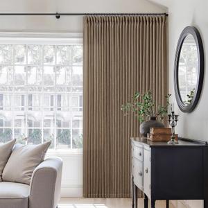 TWODRAPES Dutch Cocoa 90 Inch Linen Curtains Pinch Pleated Living Room Bedroom Dining Boho Brown Light Filtering Pinch Pleat Drapes Hooks Rings Back Tab Semi Sheer Dark Brown Window Curtains 2 Panels