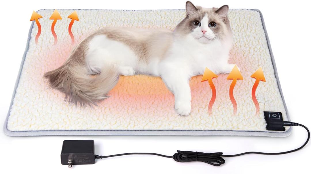 Cat Heating pad Indoor,Temperature Adjustable Kitten Heating pad Newborn with 12VDC Safe Voltage and Machine WashableS17 * 12IN