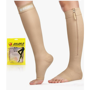 Ailaka Zipper Compression Socks for Women Men, 20-30 mmHg Open Toe Compression Socks Knee High, Ted Hose Compression Stockings for Edema, Varicose Veins(Medium) : Health & Household