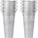 8 Pcs 10 Inch Large Galvanized Metal Vases Farmhouse French Flower Bucket Vases for Cut Flowers for Home D