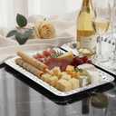 6-Pack Silver Serving Trays Set (14" x 9") Swirl Floral Engraved Serving Platters for Parties, Weddings, Birthdays, Festive Occasions Mirror Trays for Charcuterie, Cookies, Desserts, Snacks, Fruit