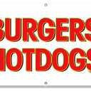 Tudomro 2x4 Feet Burgers & Hot Dogs Banners Polyester Fabric Sign Polyester Burgers Hot Dogs Concession Stand Banner with Two Metal Grommets Weatherproof Industrial Yard Signs
