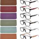 BLS BLUES Reading Glasses for Women/Men Blue Light Blocking, Fashion Readers Anti Eye Strain/Migraine Eyeglasses 6 Packs/Case (Mix1)