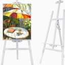 Falling in Art Easel Stand for Painting, Adjustable Wooden Easels for Painting Canvas Up to 42", Folding Art Easel for Drawing, Wedding Sign and Poster, Suitable for Kids and Adults(White)