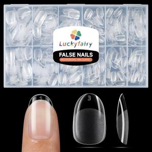 Short Oval Round Nail Tips: 504Pcs Tri-Layer Core Soft Gel Short Nail Tips Pre-shaped Oval Shape Half Matte Full Cover No Filed Clear Press on Nails Extension DIY Salon 12 Sizes