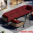 14 Piece Outdoor Patio Waterproof Cushion Covers, Fits 6-Seat Wicker Rattan Sectional Couch Chair Furniture Cover Replacement Set - Fade-Resistant Patio Cushion Covers with Zipper