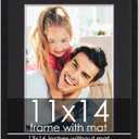 11x14 Frame with Mat - Black 13x16 Frame Wood Made to Display Print or Poster Measuring 11 x 14 Inches with Black Photo Mat