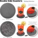 Set of 6 Non-Slip Silicone Coasters with Holder, Double-Sided Absorbent for Hot/Cold Drinks, Scratch & Water Ring Protection for Wood Tables, Home Office Bar, Black Gold Marble (Grey) (Gray)