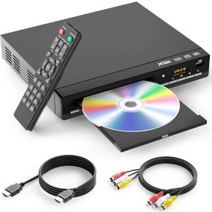 DVD Players for TV with HDMI,Plays All Regions and Formats,CD Player for Home,Support 1080P Video/CD/DVD/VCD/JPEG/USB, Remote, HDMI and RCA Cables Included, Standard