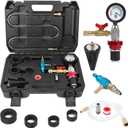 Coolant Vacuum Refill Kit Quick Airlift Coolant Refill Tool, Universal Adapters, Precise Flow Control Pneumatic Vacuum Fill Coolant, Cooling System Vacuum Purge & Refill Kit for Most Vehicles