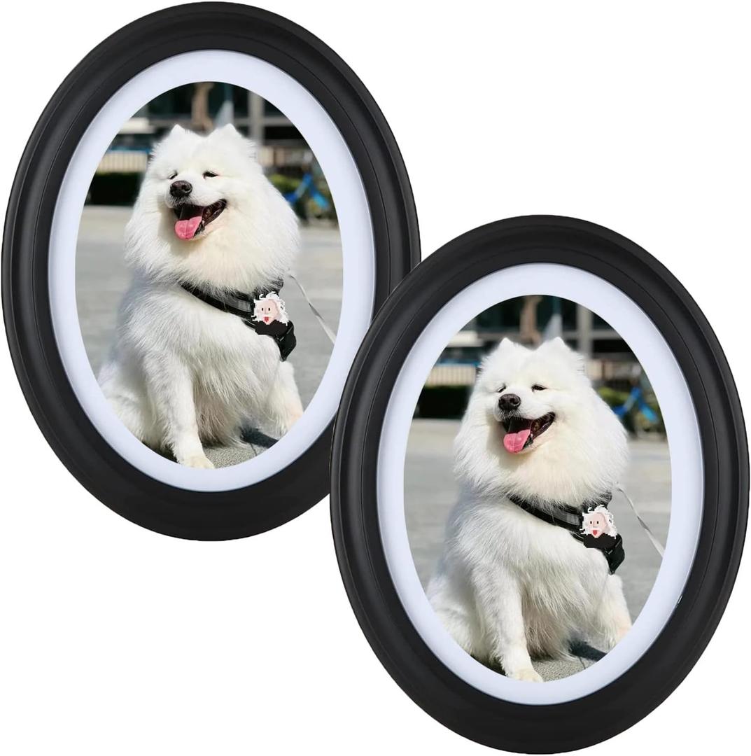 2 Pack Black Oval Picture Frames 8 by 10 Oval Photo Frames, 8x10 Wall Mounting Photo Frame for Home Decor, Photo Gallery
