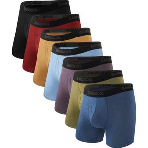 BAMBOO COOL Men's Underwear Breathable Boxer Briefs with Fly Moisture-Wicking Lightweight Underwear 7-Pack (Large)
