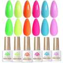 Born Pretty Gel Nail Polish Spring Summer Neon Fluorescent Orange Hot Pink Blue Yellow Green Purple Soak Off U V LED Gel Nail Polish Set Nails Art 7ml 6pcs