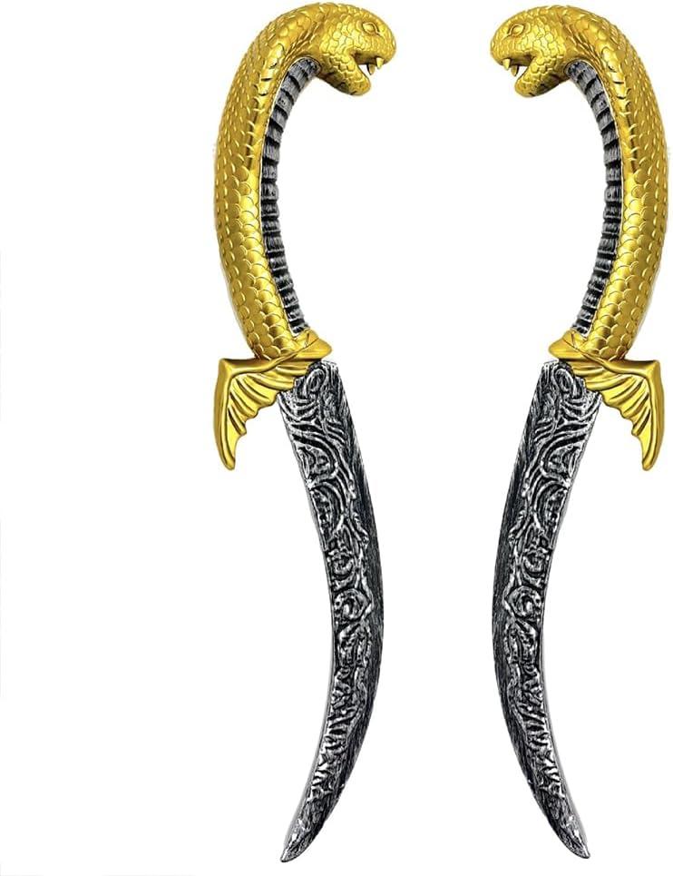 2 Pcs Plastic Sword Toy Sword Fake Knife Cosplay Sword Legendary Viper Sword Styling Cool Knife Fake Sword Role Playing Accessories Pirate Costume Prop Knife Sword (Snake Belly Dagger)