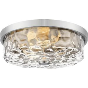 Flush Mount Ceiling Light with Water Ripple Glass Shade, Modern 3-Light Ceiling Light Fixtures, Brushed Nickle Finished Ceiling Lighting for Kitchen Halway Living Room Bedrrom Entryway