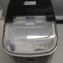 EUHOMY Nugget Ice Maker Countertop with Handle, Ready in 6 Mins, 34lbs Per Day, Removable Top Cover, Auto-Cleaning, Portable Sonic Ice Maker with Basket and Scoop, for Home/Party/RV/Camping (Black)