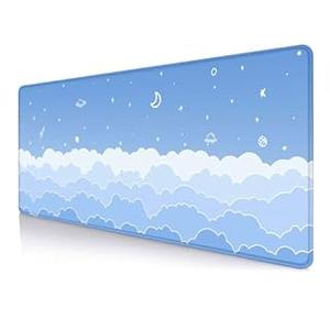 Kawaii Pastel Purple Witchy Large Gaming Mouse Pad, Mystical Elements Cute Goth Desk Mat, Aesthetics Desk Pad for Work, Laptop, Office, Home, 31.5 X 11.8 Inch