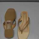 DOEYG Raffia Heels Sandals Summer Beach Flip Flops Heels Square Open Toe Heeled Sandals Dressy Comfortable Slip on Thong Sandal, 8.5M