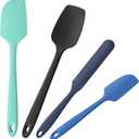 4-Piece Silicone Spatula Scrapers: Doosu 600F Heat Resistant Food Grade Kitchen BPA Free Rubber Baking Cooking Tool Nonstick Utensil Set for Mixing, Scraping, Folding, Stirring, Serving (Multi-3)