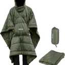 WildCall Hooded Camping Blanket with 3M Thinsulate Insulation Wearable Poncho Blanket Ultralight Foldable Quilt Sleeping Bag for Outdoor, Hiking, Stadium