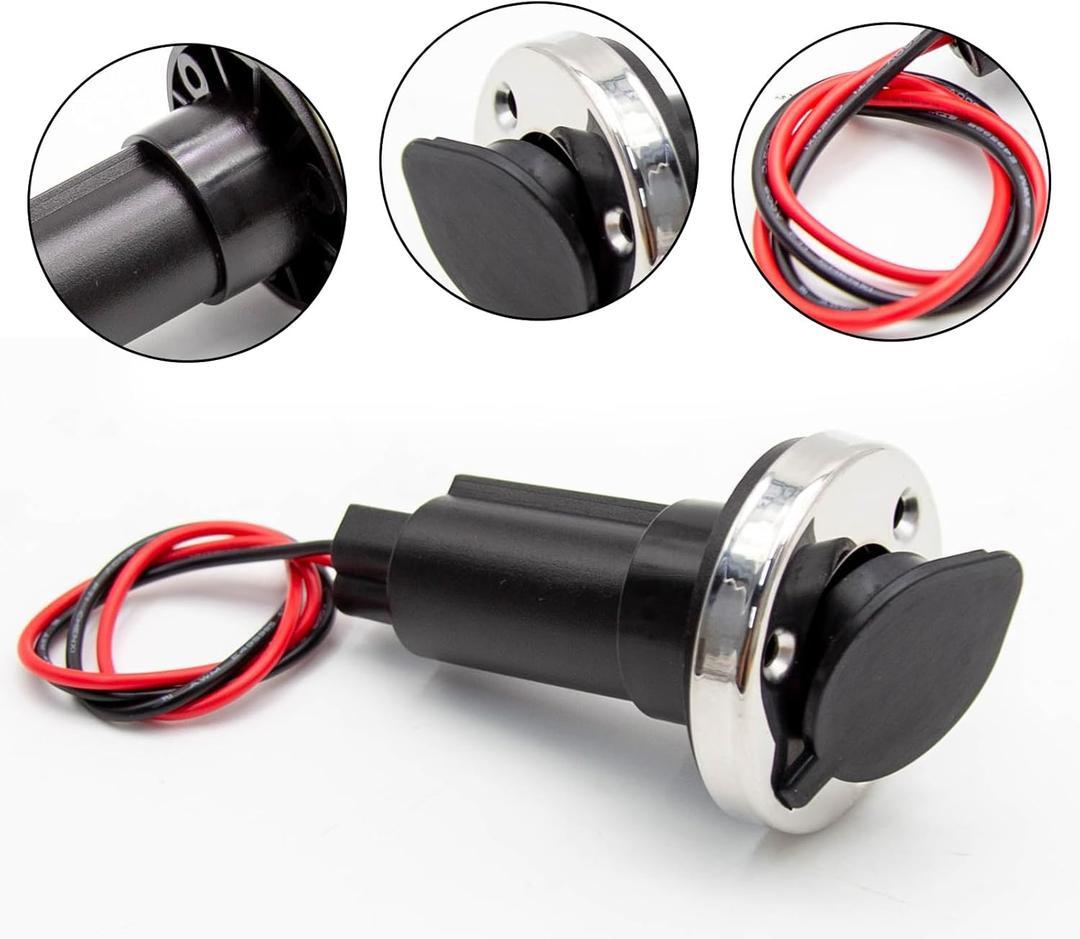 Universal Boat Bow Navigation Light Socket Base with 2 Prong Locking Neck Round