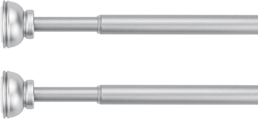KXLIFE 2 Pack Spring Tension Curtain Rod, 1/2-inch Decorative Tension Drapery Rod for Window, Nickle, (36-60 Inches)