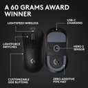 Logitech G PRO X Superlight 2 Wireless Gaming Mouse, 60g Pro-Grade with 5 Programmable Buttons, 44k DPI Sensor, 8kHz Report Rate, USB-C Charging for PC/Mac - Black