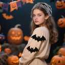 Goth Headbands Bat Pattern Bandana, Cotton Knit Triangle Headband for Women, Perfect for Halloween, Winter Holidays