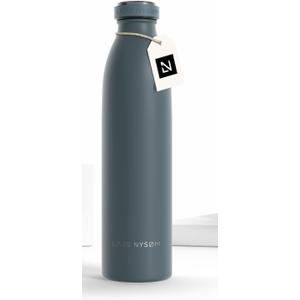 LARS NYSM Stainless Steel Insulated Water Bottle 12oz 17oz 25oz 34oz 51oz | Insulated Thermo Flask for Hot and Cold Beverages | Leakproof Drinking Bottle (Stone Blue, 25.4oz)