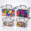 Plastic Storage Containers And Organization Bins Box Stackable with Lid and Secure Latching Buckles, Clear Clip Box For Kitchen or Pantry Storage Cabinet 4 PACK
