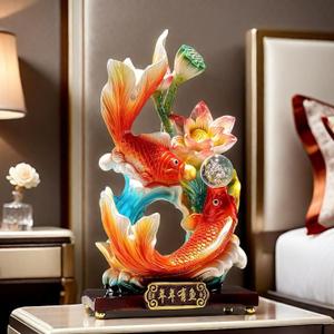 Large 13 Inch Chinese Feng Shui Fish Statue Sculpture Frgurine Good Lucky Gift for FengShui Lover Desktop Display Decorative Decoration