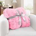 Faux Rabbit Fur Throw Blanket - Ultra Soft & Fluffy Cozy Gift, Plush Fuzzy Luxury Blanket for Couch, Bed, Living Room Decor, 50x60, Blush Pink