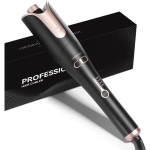 Automatic Hair Curling Iron, Rotating Curlers Iron with 1" Barrel Curls, Hair Curler Wand with 4 Temp & Dual Voltage, Anti-Scald, Auto Shut-Off