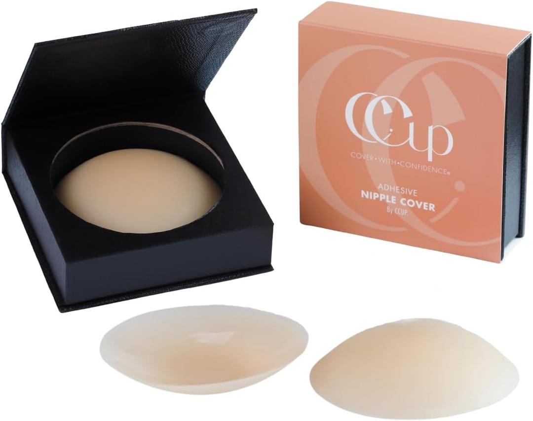 Silicone Nipple Covers Reusable - Pasties - Bra Cups - No Show With Travel Box (Caramelo)