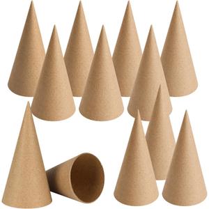 TFTAFAN 12 PCS Thick Paper Mache Cones, Christmas Cardboard Craft Bulk, Open Bottom for Halloween Valentine's Day DIY Gnomes Ornament Tree Decorations (6 Inches)