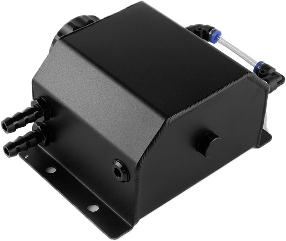 Coolant Overflow Tank, Aluminum Coolant Reservoir Tank, 1L Black Radiator Reservoir Expansion Tank for Universal Cars