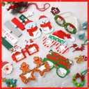 42 Pcs Christmas Paper Eyeglasses and Christmas Novelty Bead Necklace Green Cosplay Glasses for Adults Party Favor Accessories Photo Props for Party Supplies