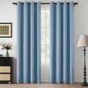 100% Blackout Linen Blue Curtains 84 Inches Long for Bedroom, Energy Saving Thermal Insulated Lightweight Privacy Protection Stone Blue Curtain Draperies, Dusty Blue, W52 x L84, 2 Panels