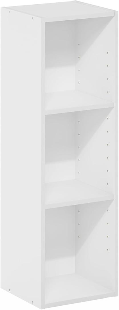 Furinno Fulda 3-Tier Space Saving Storage Shelf Bookcase, 10-Inch Width, White (3-Tier, 10-Inch)