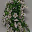 INSPRING Artificial Faux Outdoor Outside Flowers Plants, 2 PCS Fake Silk UV Resistant Look Real White Daisy Trailing Vines for Front Door Porch Planter Urn Patio Balcony Decoration