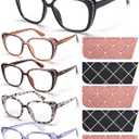BLOEXCLU Reading Glasses for Women Blue Light Blocking Readers Anti Eyestrain Computer Fashion Eyeglasses Spring Hinge (5 Mixed A, 2, x)