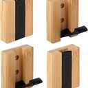 JSVER Wooden Wall Hooks 4PCS Wall Mounted Wall Hooks, Single Organizer Hook Rack, Folding Wood Wall Hangers, Wall Coat Rack Hooks for Hanging Clothes, Hats, Bags, Towels, Keys