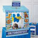 Fun Express Portable Bar Table Stand - Gold Tabletop Tent Base for Events | Dessert Table Display Set for Vendor Craft Fair, Party Tables & Mobile Bar Station | Circus Carnival Theme Setup