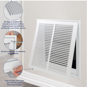 30x24 Return Air Grille,Air Return Vent Cover for 30"Wx24"H Duct Opening | Steel Return Air Filter Grille HVAC Vent Cover for Wall Ceiling,Removable Door Hold 1"Thick Filter 